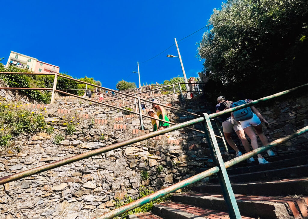 Hiking up Corniglia stairs in Cinque Terre