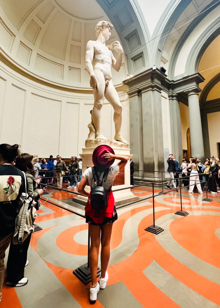 Laurie in front of Michelangelo's David statue