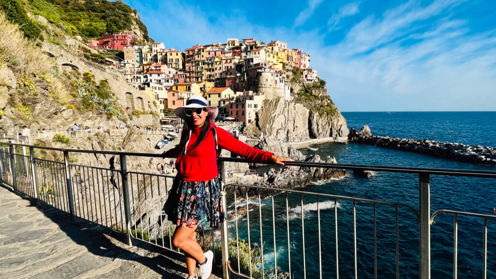 Laurie in front of Manarola